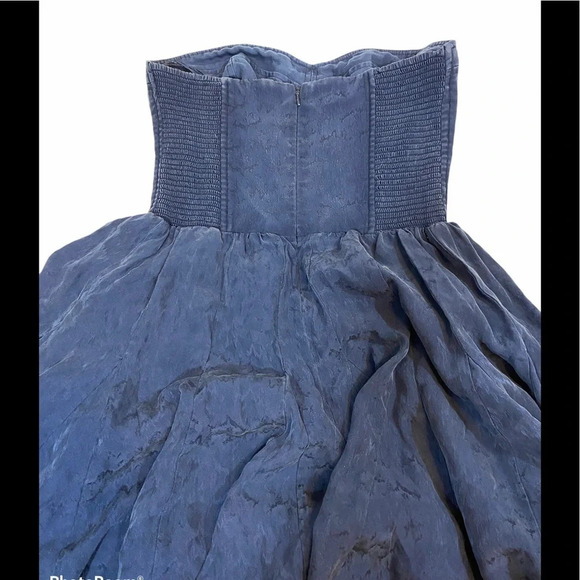 Rebecca Taylor Blue Silk Strapless Ocean Dress - Picture 4 of 11